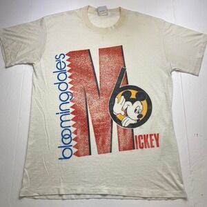 Vintage Mickey Mouse Shirt Adult XL White Bloomingdales Disney‎ 80s Paper Thin